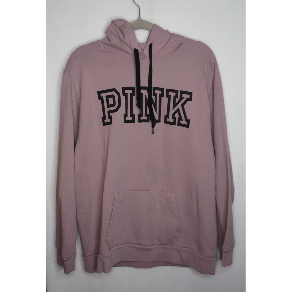 PINK Victoria's Secret Mauve Varsity Logo Pullover Hoodie Womens Large Casual